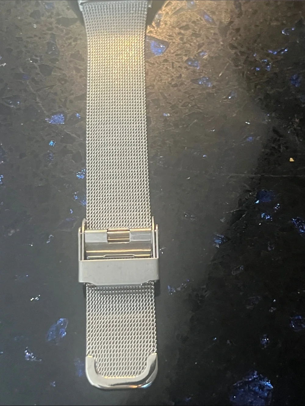 Bering Women Silver Mesh Watch with Black Dial